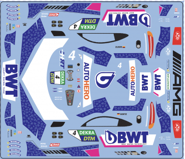 Decal Merc AMG Evo HRT BWT DTM 2021 #4  Scale 1:32